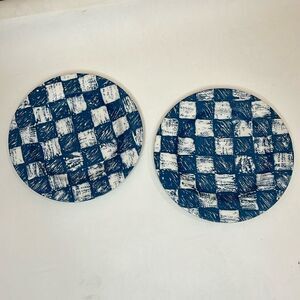 Sakura Blue Note Port Of Call 8 Inch Salad Side Plate Blue White Textured Set 2